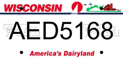 AED5168 Wisconsin License Plate