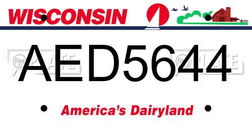 AED5644 Wisconsin License Plate