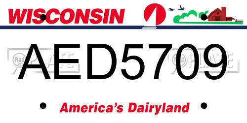 AED5709 Wisconsin License Plate