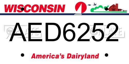AED6252 Wisconsin License Plate