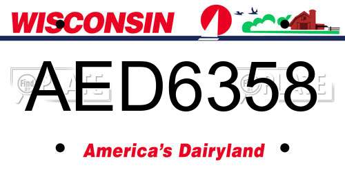 AED6358 Wisconsin License Plate