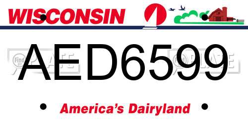 AED6599 Wisconsin License Plate