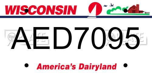 AED7095 Wisconsin License Plate