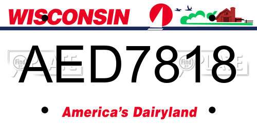 AED7818 Wisconsin License Plate