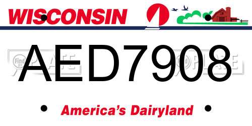 AED7908 Wisconsin License Plate