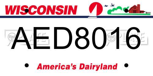 AED8016 Wisconsin License Plate
