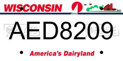 AED8209 Wisconsin License Plate