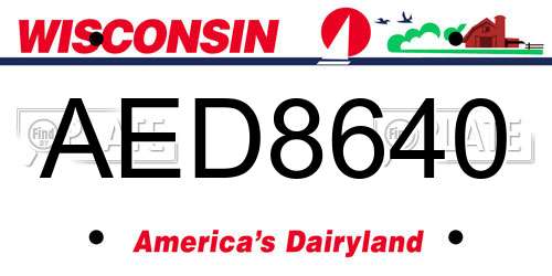 AED8640 Wisconsin License Plate