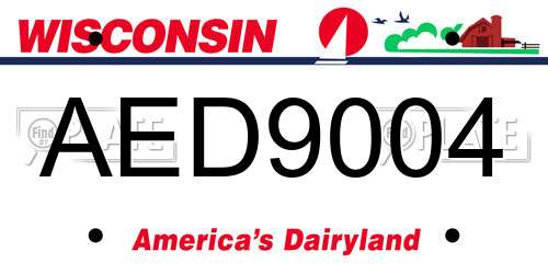 AED9004 Wisconsin License Plate