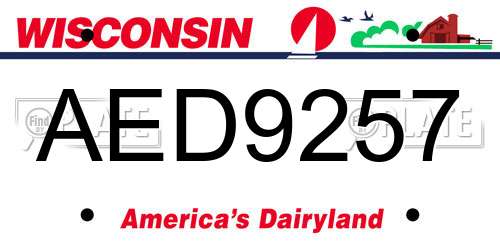 AED9257 Wisconsin License Plate