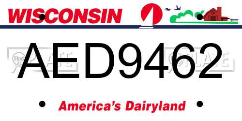 AED9462 Wisconsin License Plate