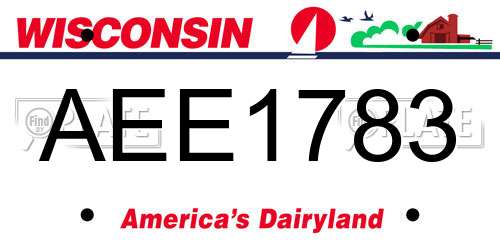 AEE1783 Wisconsin License Plate