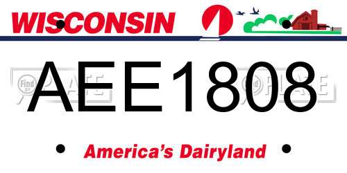 AEE1808 Wisconsin License Plate