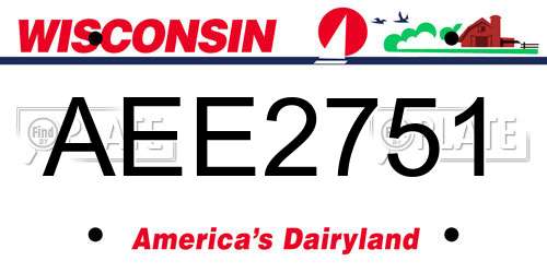 AEE2751 Wisconsin License Plate