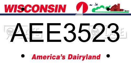 AEE3523 Wisconsin License Plate