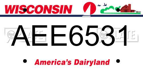 AEE6531 Wisconsin License Plate