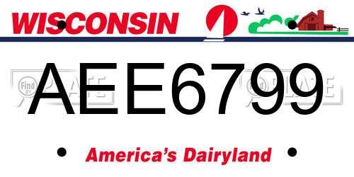 AEE6799 Wisconsin License Plate