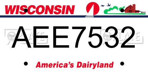 AEE7532 Wisconsin License Plate