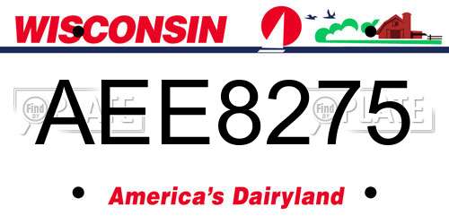 AEE8275 Wisconsin License Plate