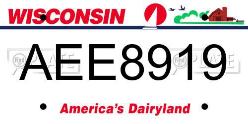AEE8919 Wisconsin License Plate