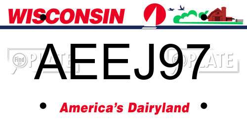 AEEJ97 Wisconsin License Plate