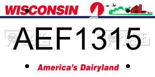 AEF1315 Wisconsin License Plate