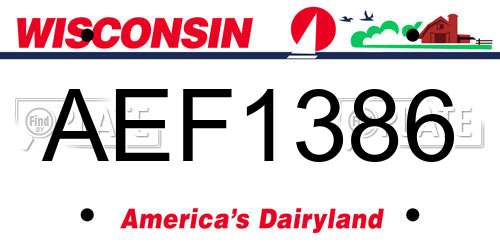 AEF1386 Wisconsin License Plate
