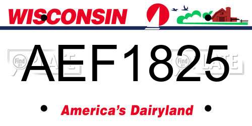 AEF1825 Wisconsin License Plate