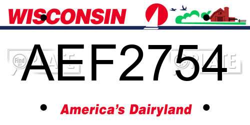 AEF2754 Wisconsin License Plate