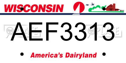 AEF3313 Wisconsin License Plate
