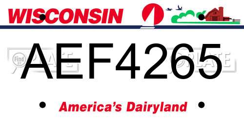 AEF4265 Wisconsin License Plate