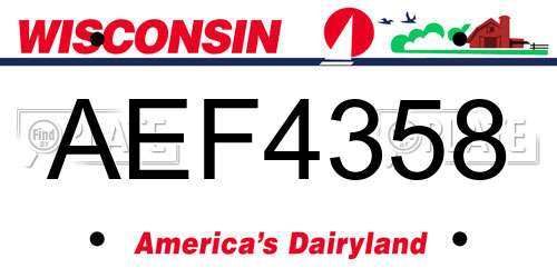 AEF4358 Wisconsin License Plate