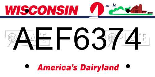 AEF6374 Wisconsin License Plate