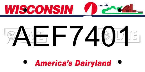 AEF7401 Wisconsin License Plate