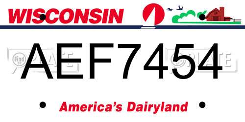 AEF7454 Wisconsin License Plate