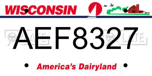 AEF8327 Wisconsin License Plate