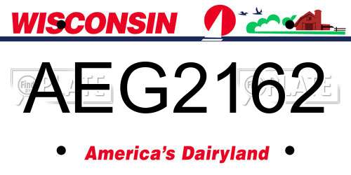 AEG2162 Wisconsin License Plate