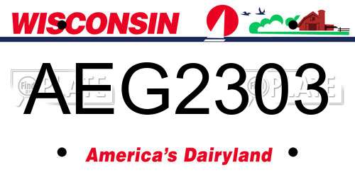 AEG2303 Wisconsin License Plate