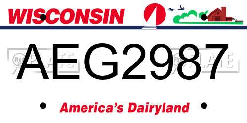 AEG2987 Wisconsin License Plate