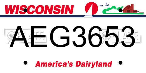 AEG3653 Wisconsin License Plate