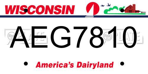 AEG7810 Wisconsin License Plate