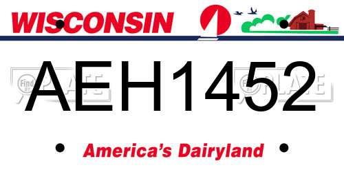 AEH1452 Wisconsin License Plate