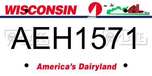 AEH1571 Wisconsin License Plate