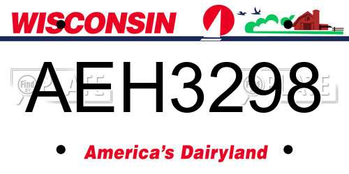 AEH3298 Wisconsin License Plate