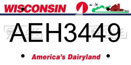 AEH3449 Wisconsin License Plate