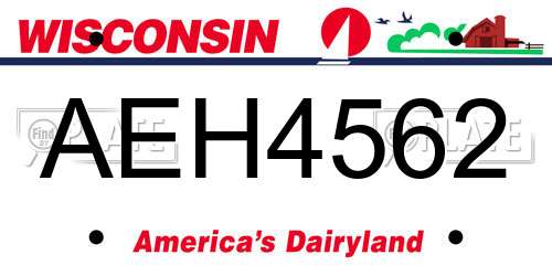 AEH4562 Wisconsin License Plate