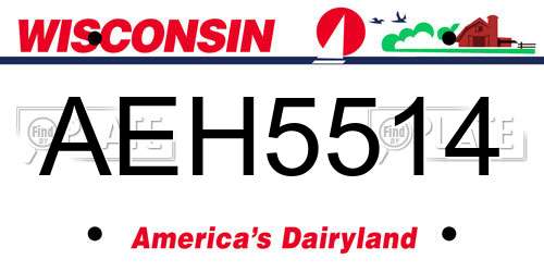 AEH5514 Wisconsin License Plate