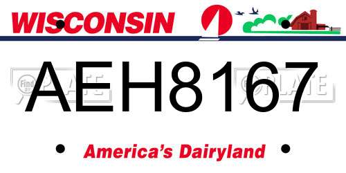 AEH8167 Wisconsin License Plate