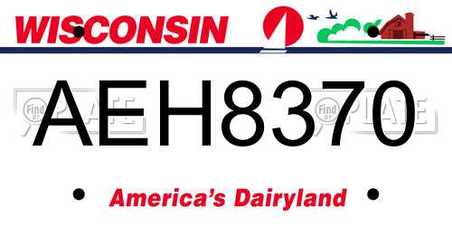 AEH8370 Wisconsin License Plate