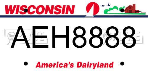 AEH8888 Wisconsin License Plate